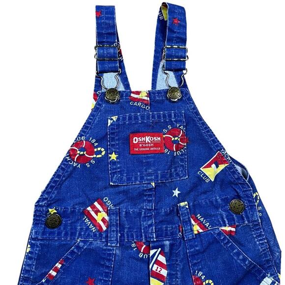 OshKosh B’Gosh Nautical Print 80s Vintage Overalls - Picture 3 of 5